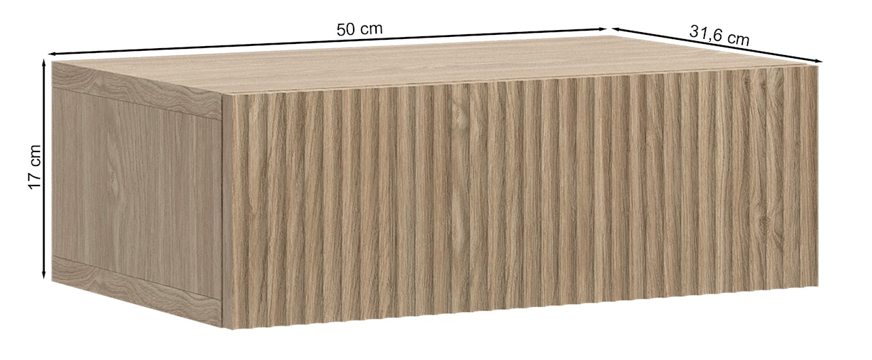 Szafka nocna Nolie z szufladą i ryflowaniem na froncie wisząca 50 cm dąb olejowany  - zdjęcie 7