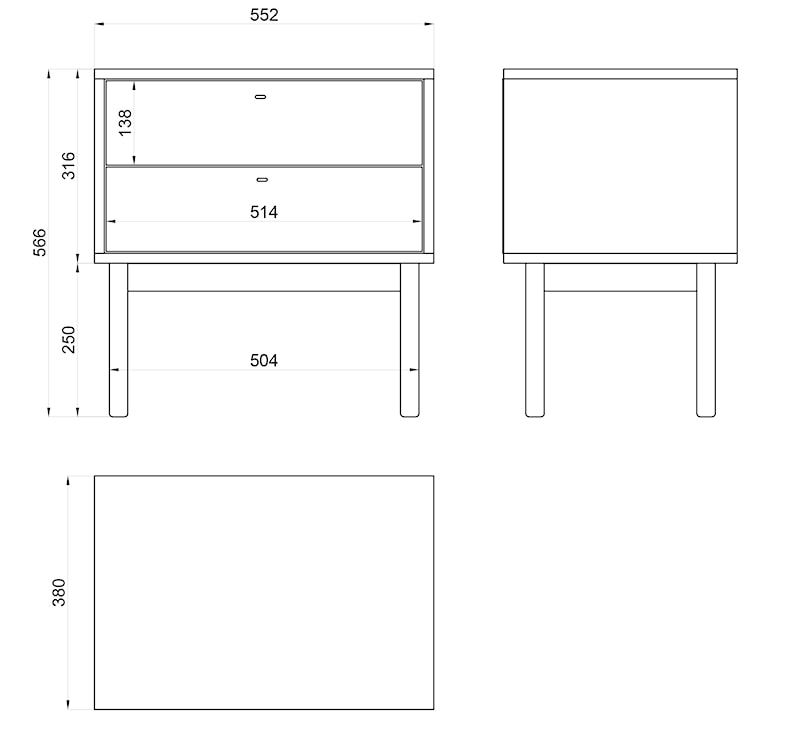 Szafka nocna Olar 55cm Jesion Portland czarny  - zdjęcie 7