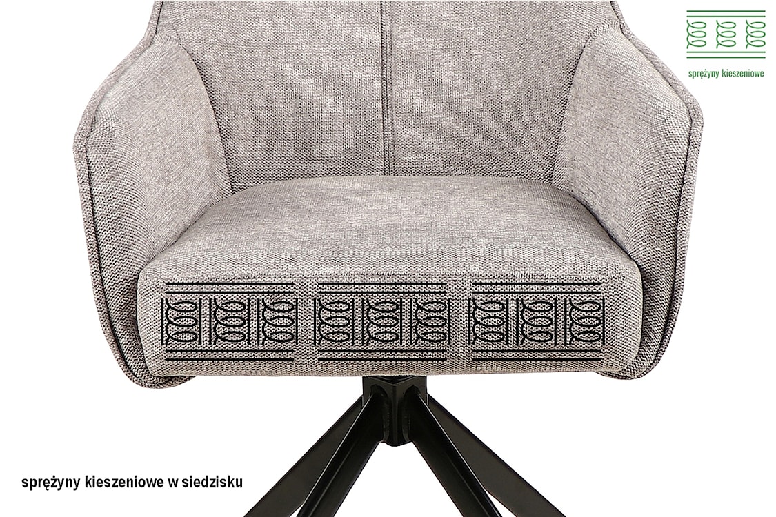 Krzesło tapicerowane Apsile z podłokietnikami szare  - zdjęcie 2