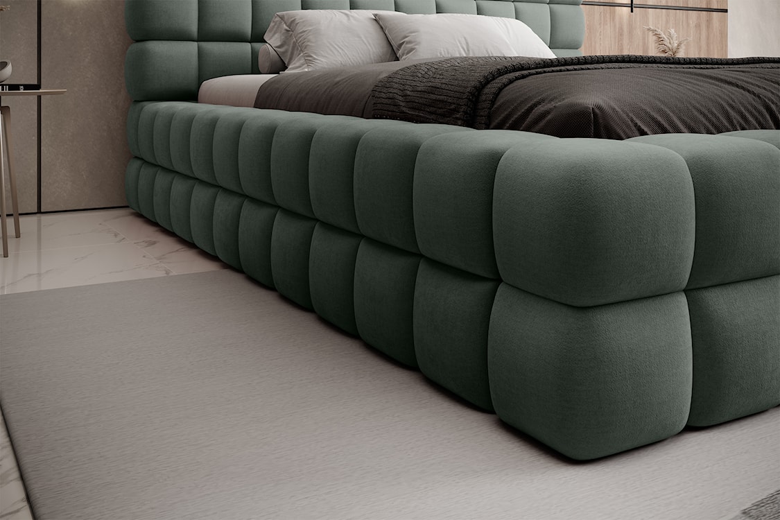 Łóżko tapicerowane 180x200 cm Boubble z pojemnikiem zielone szenil hydrofobowy  - zdjęcie 7