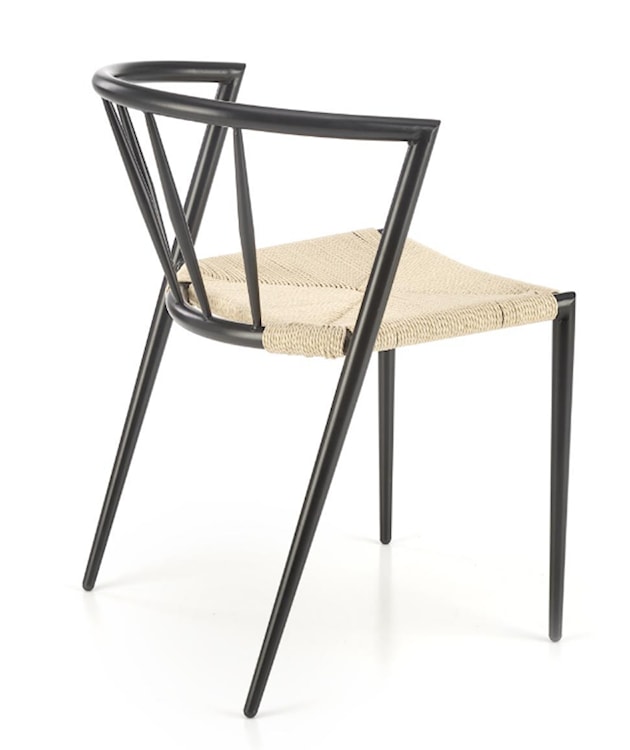 Krzesło metalowe Insived z plecionym siedziskiem czarne  - zdjęcie 6