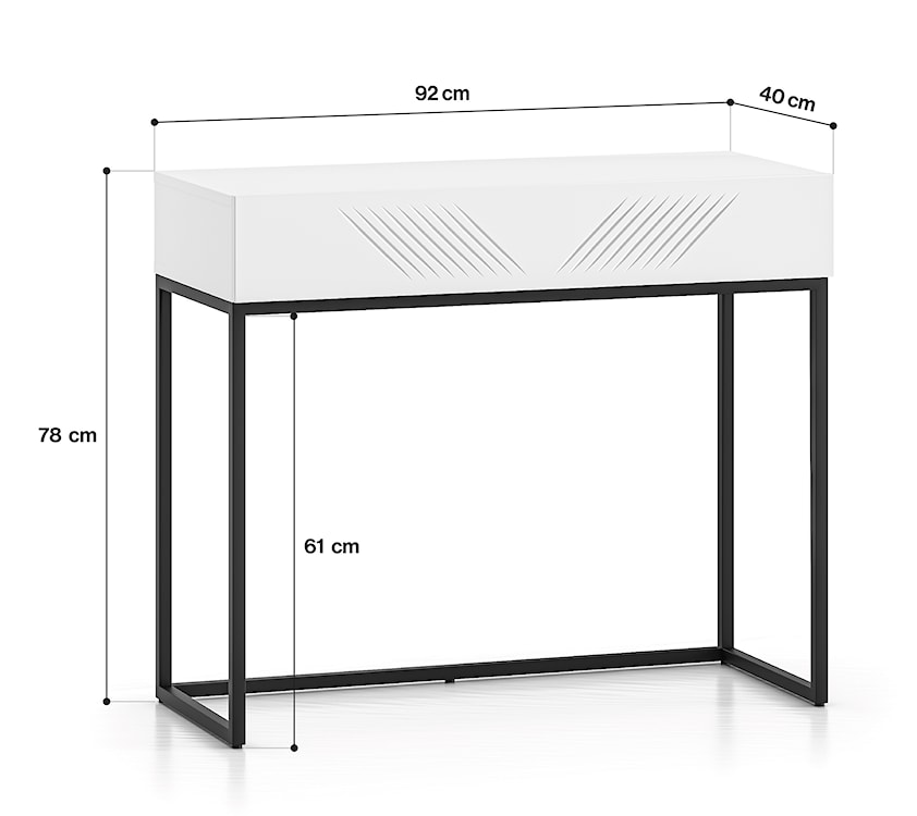 Toaletka Nebbato 92 cm biała z czarnym stelażem  - zdjęcie 10