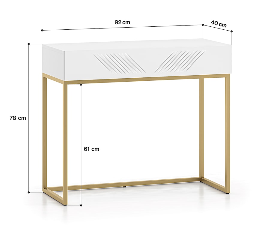 Toaletka Nebbato 92 cm biała ze złotym stelażem  - zdjęcie 10