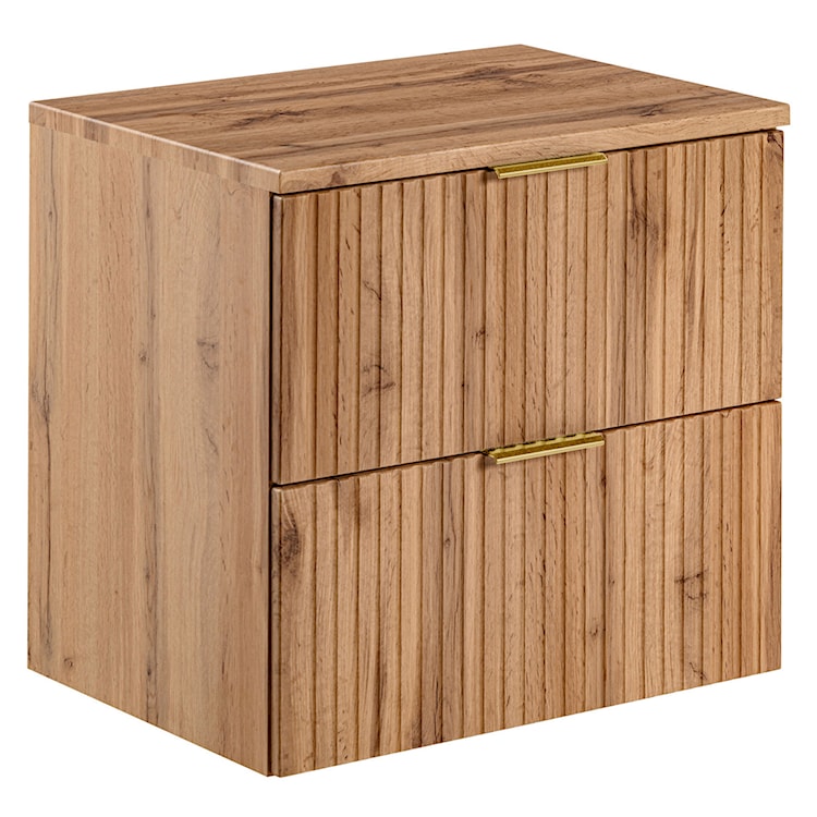Szafka pod umywalkę Temirni 60 cm dąb wotan lamele z blatem  - zdjęcie 5
