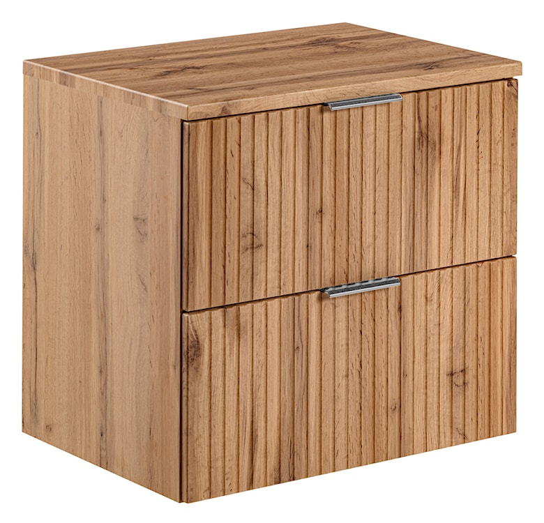 Szafka pod umywalkę Temirni 60 cm dąb wotan lamele z blatem  - zdjęcie 4