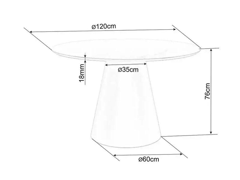 Stół do jadalni Angel okrągły blat 120 cm biały marmur/ czarny mat  - zdjęcie 4