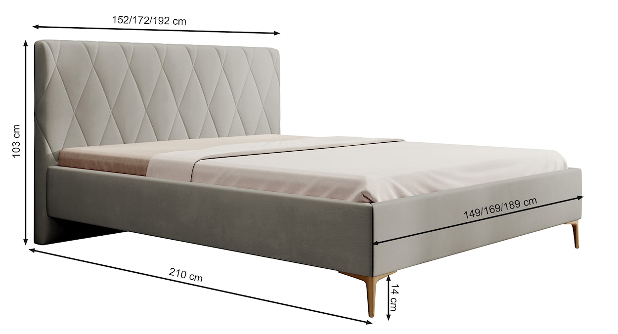 Łóżko tapicerowane 140x200 cm Tiksi jasnoszare welur  - zdjęcie 7