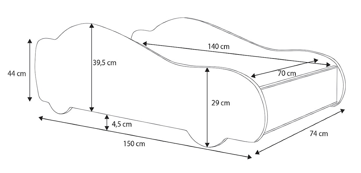 Łóżko dziecięce Tildora 140x70 cm w kształcie samochodu  - zdjęcie 3