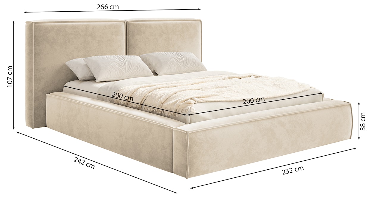 Łóżko tapicerowane 200x200 cm Tilves z pojemnikiem stelaż metalowy brązowe welur  - zdjęcie 7