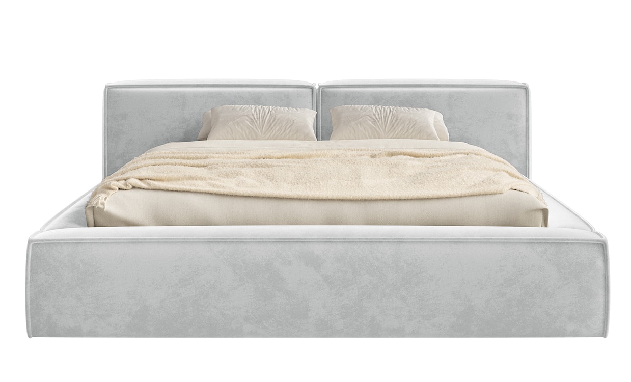 Łóżko tapicerowane 180x200 cm Tilves Low z pojemnikiem stelaż metalowy jasnoszare welur  - zdjęcie 5