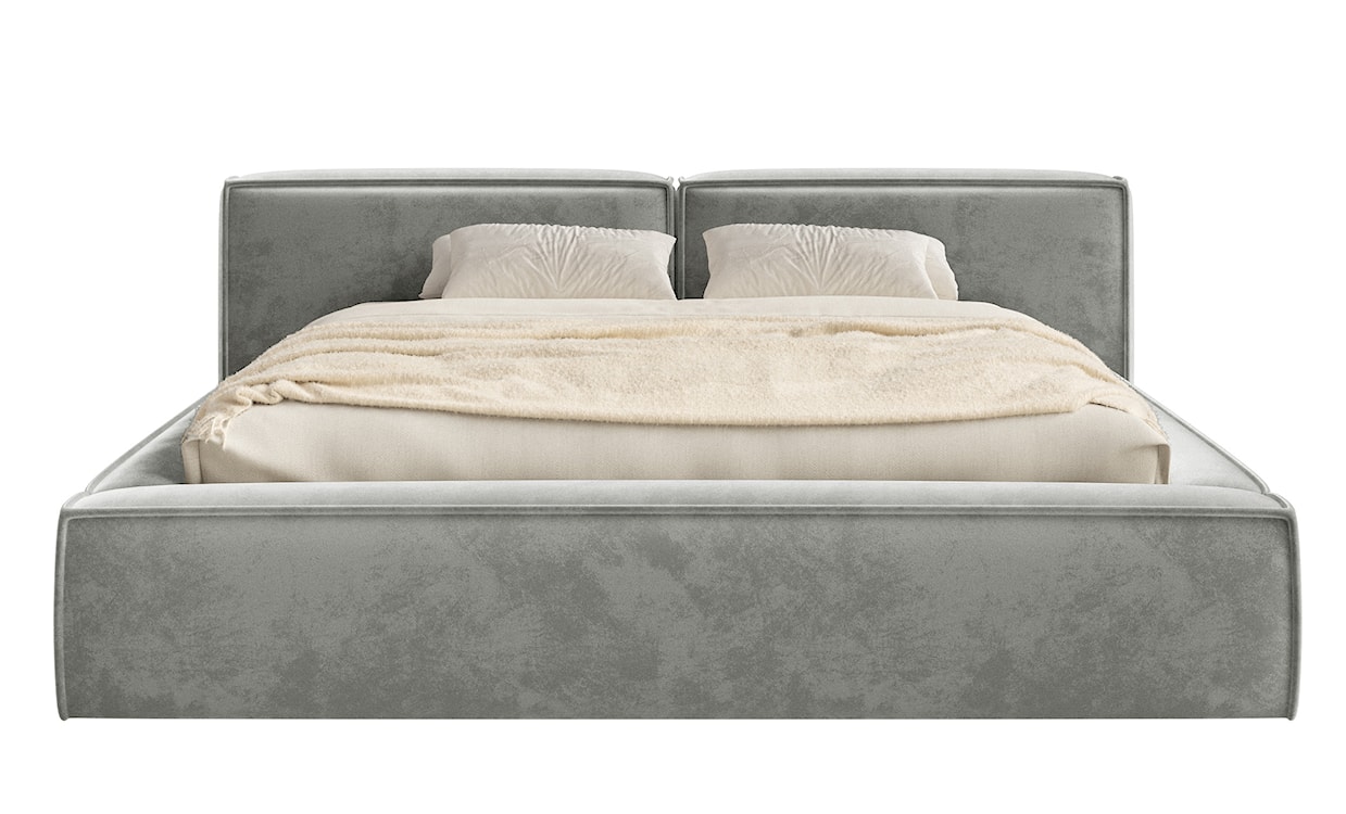 Łóżko tapicerowane 140x200 cm Tilves Low z pojemnikiem stelaż metalowy szare welur  - zdjęcie 5