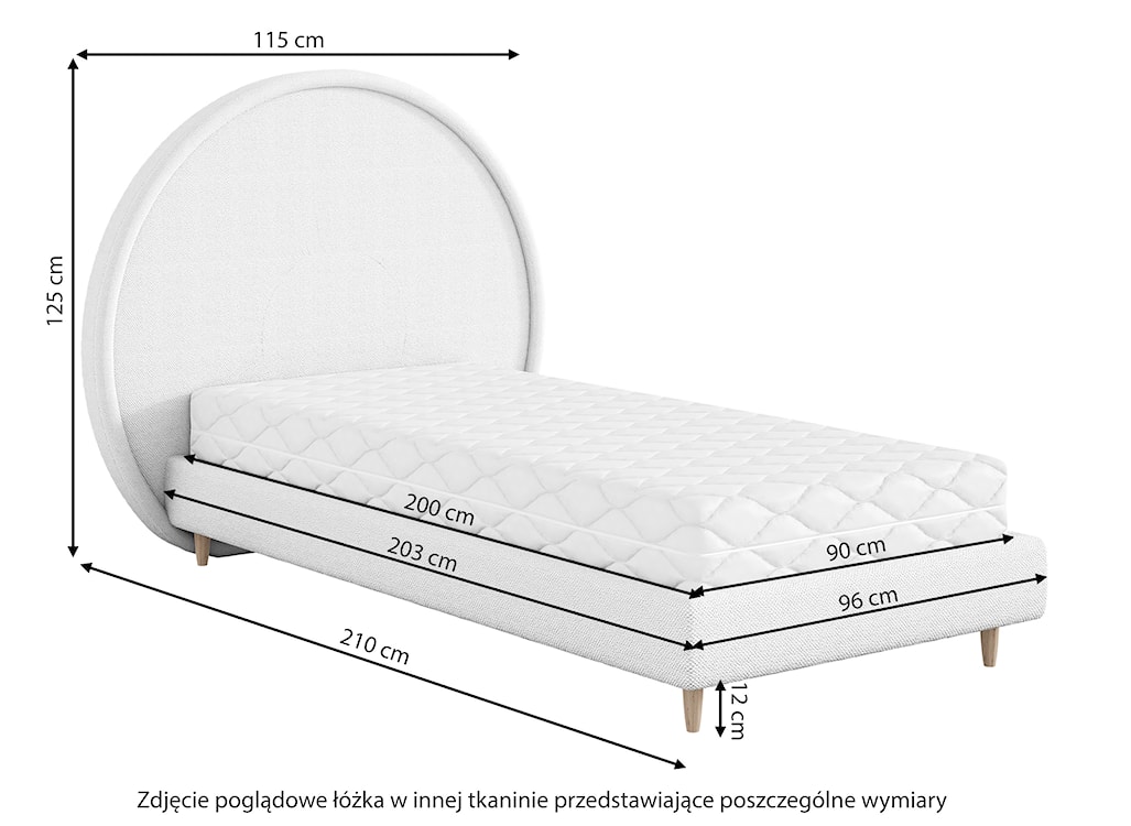 Łóżko dziecięce 90x200 cm Torlino miętowe w tkaninie boucle  - zdjęcie 3