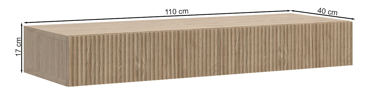 Toaletka Nolie z dwiema szufladami i ryflowaniem na froncie wisząca 110 cm dąb olejowany  - zdjęcie 8