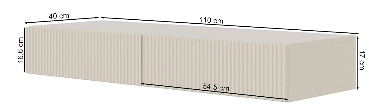 Toaletka Veldio z frezowanym frontem i dwiema szufladami 110 cm Szary beż wisząca  - zdjęcie 7
