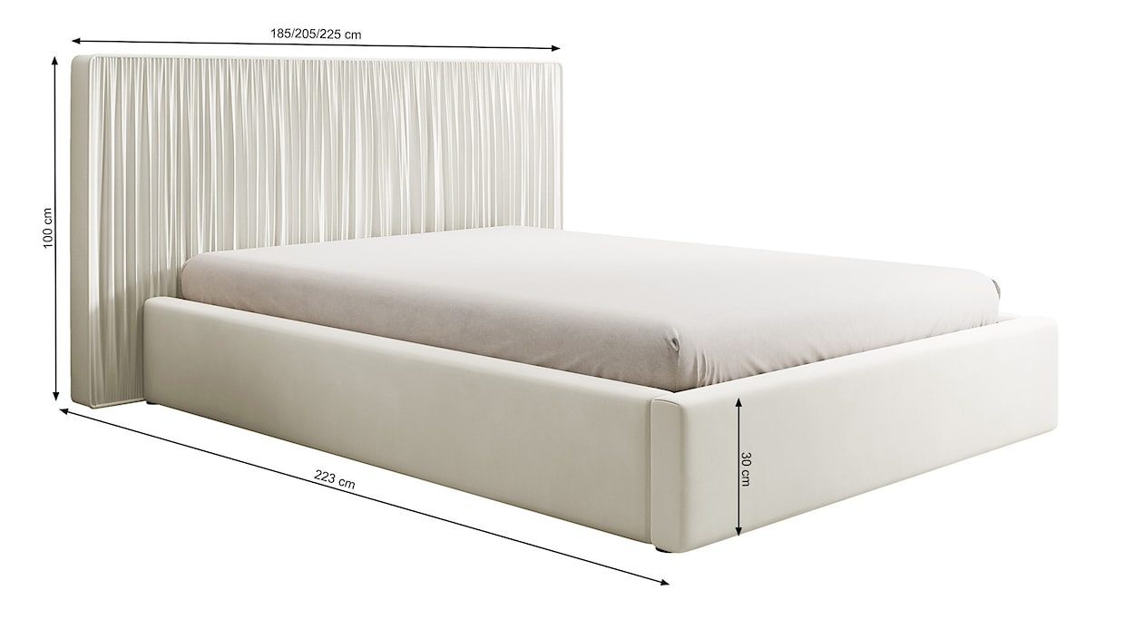 Łóżko tapicerowane 160x200 cm Toile z pojemnikiem z metalowym stelażem szarobeżowe welur  - zdjęcie 7