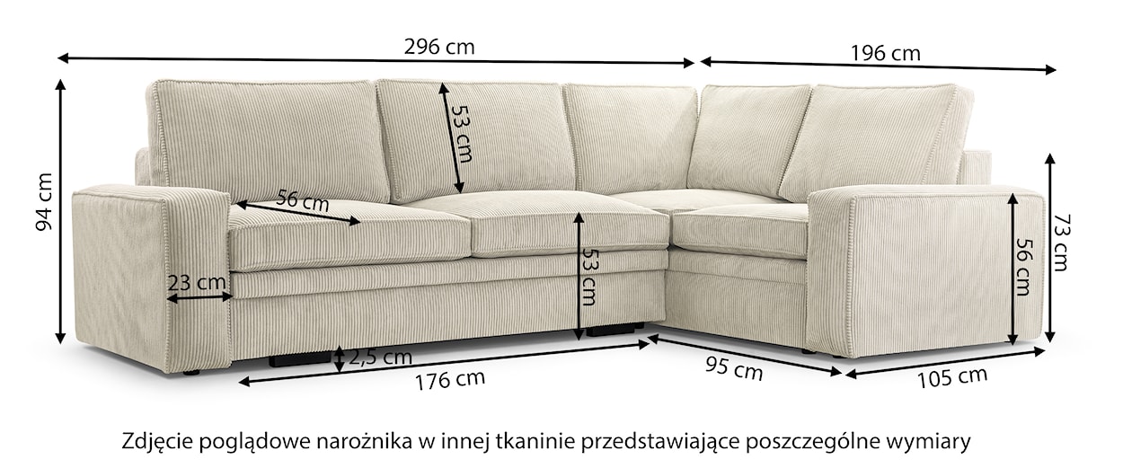 Narożnik z funkcją spania Figline L-kształtny z pojemnikiem ciemnoszary w tkaninie hydrofobowej prawostronny  - zdjęcie 5