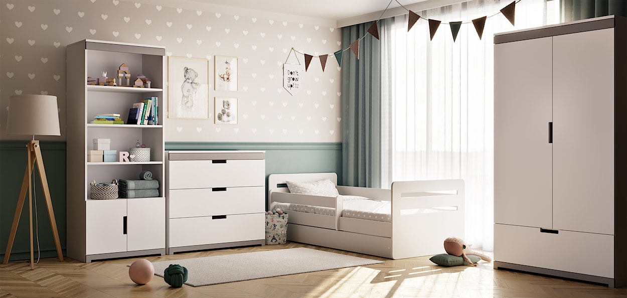 Łóżko dziecięce Brannigan 140x80 cm z materacem białe  - zdjęcie 6