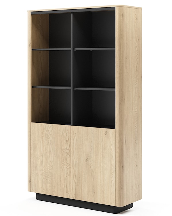 Regał dwudrzwiowy Torro 113 cm dąb cremona/czarny na cokole 