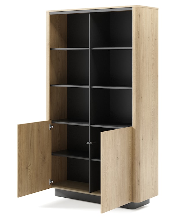 Regał dwudrzwiowy Torro 113 cm dąb cremona/czarny na cokole  - zdjęcie 5