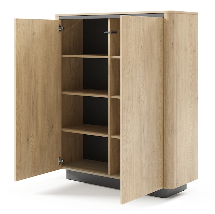 Komoda dwudrzwiowa Torro wysoka 113 cm dąb cremona/czarny na cokole  - zdjęcie 5