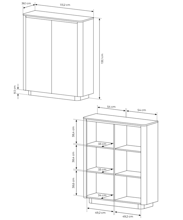 Komoda dwudrzwiowa Torro wysoka 113 cm dąb cremona/czarny na cokole  - zdjęcie 8