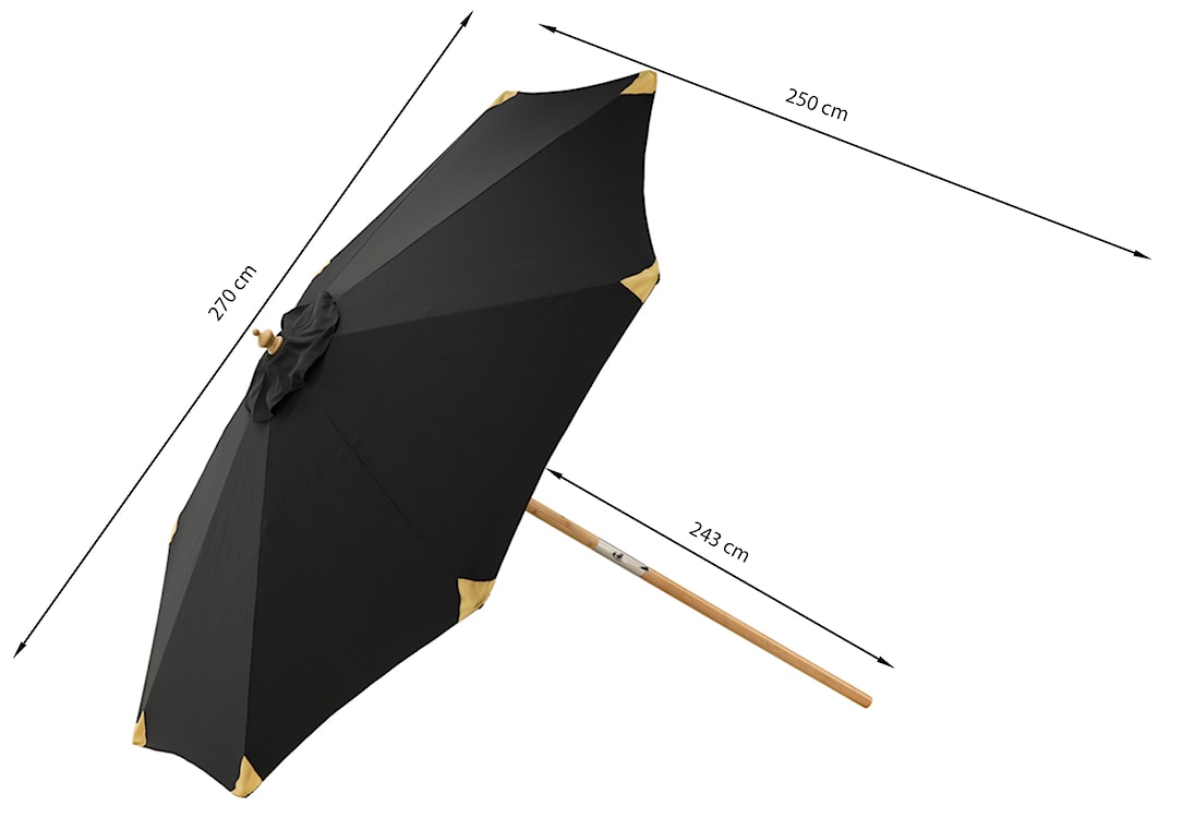 Parasol ogrodowy Taliness drewno naturalny brąz/czarny  - zdjęcie 8