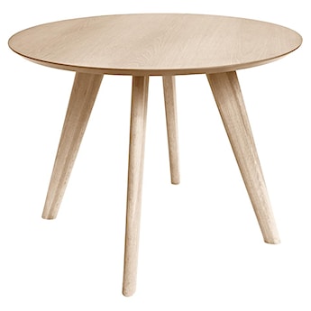 Okrągły stół Trevosso drewniany dąb bielony na grubych prostych nogach