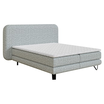 Łóżko tapicerowane Trimmo 160x200 cm z topperem szarobeżowe plecionka