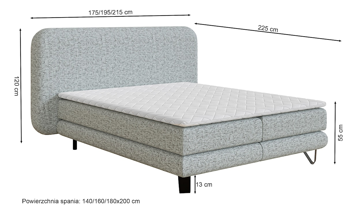 Łóżko tapicerowane Trimmo 160x200 cm z topperem szarobeżowe plecionka  - zdjęcie 5