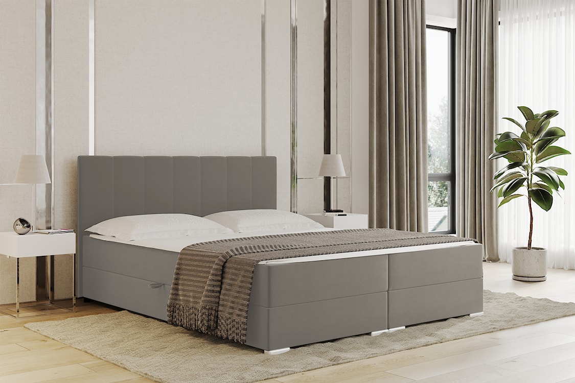 Łóżko kontynentalne 180x200 cm Moluki z pojemnikami szarobeżowe velvet  - zdjęcie 2