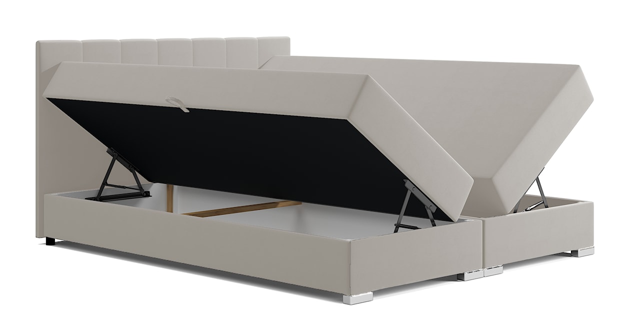 Łóżko kontynentalne 140x200 cm Moluki z pojemnikami szarobeżowe velvet  - zdjęcie 3