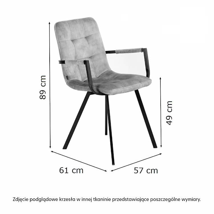 Krzesło tapicerowane z podłokietnikami Unurgunite ciemnoszare  - zdjęcie 7