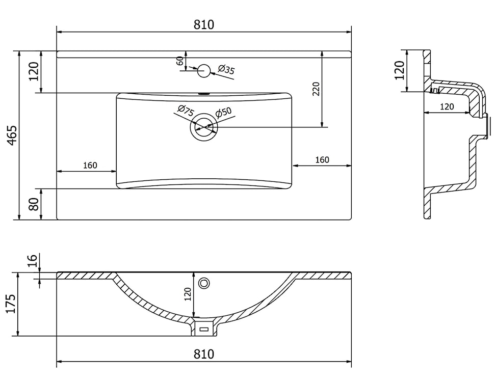 Szafka łazienkowa z umywalką Avella 80 cm ryflowany front czarny mat / orzech  - zdjęcie 11