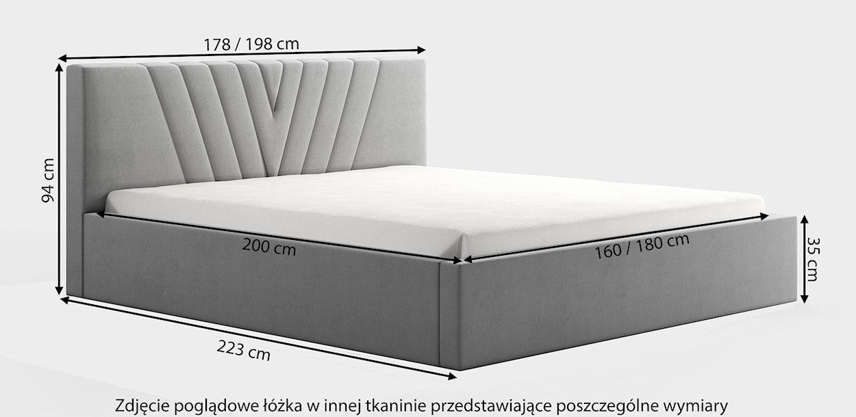 Łóżko tapicerowane 160x200 cm Triverno z pojemnikiem stelaż metalowy granatowe  - zdjęcie 4