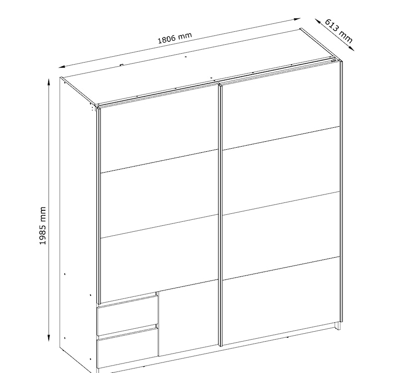Szafa przesuwna Gikko 180 cm z szufladami Szary grafit / Dąb artisan  - zdjęcie 4