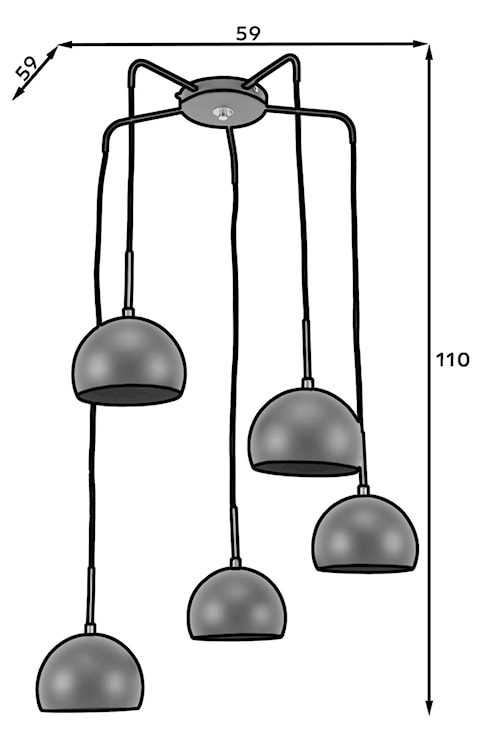 Lampa wisząca Vaully x5 czarna  - zdjęcie 5