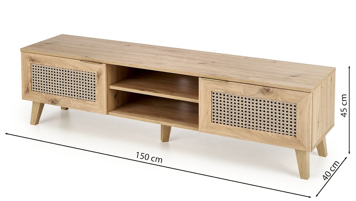 Szafka RTV Trivilla 150 cm dąb artisan/ plecionka wiedeńska  - zdjęcie 3