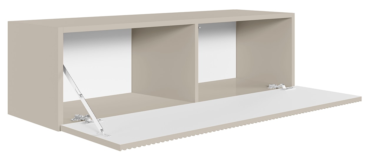 Szafka RTV jednodrzwiowa Veldio wisząca z ryflowanym frontem 100 cm szary beż  - zdjęcie 6