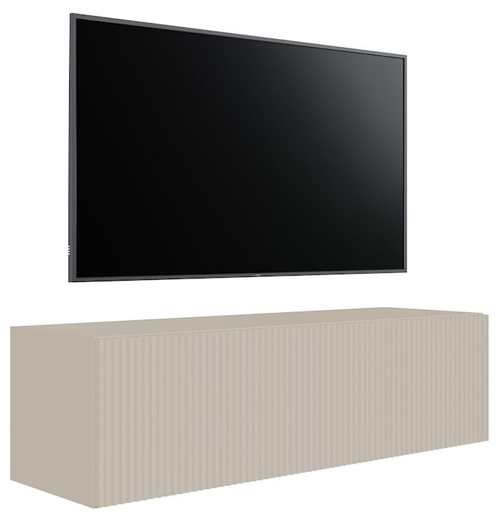 Szafka RTV jednodrzwiowa Veldio wisząca z ryflowanym frontem 100 cm szary beż  - zdjęcie 2