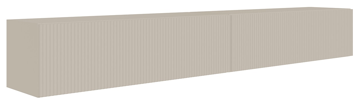 Szafka RTV dwudrzwiowa Veldio wisząca z ryflowanym frontem 200 cm szary beż 