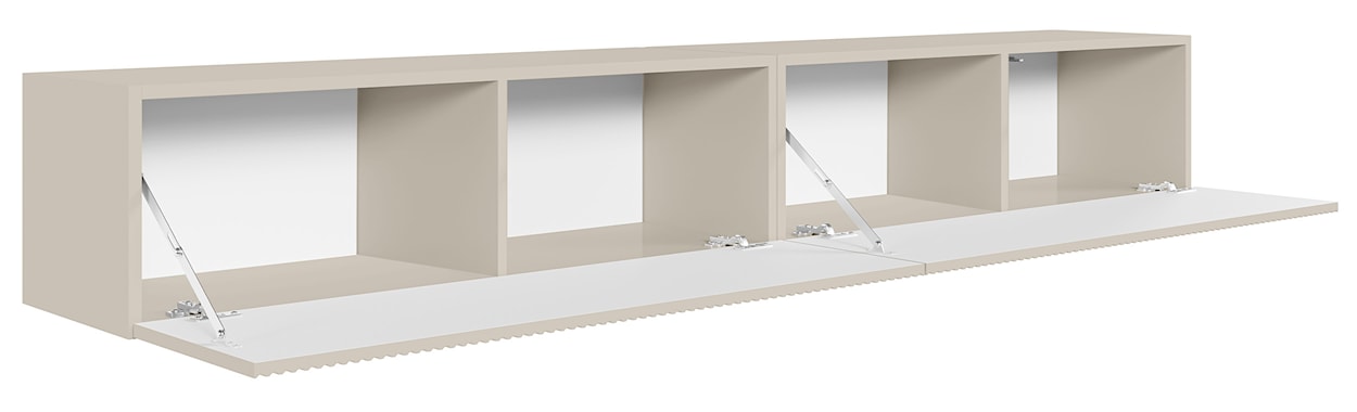 Szafka RTV dwudrzwiowa Veldio wisząca z ryflowanym frontem 200 cm szary beż  - zdjęcie 6