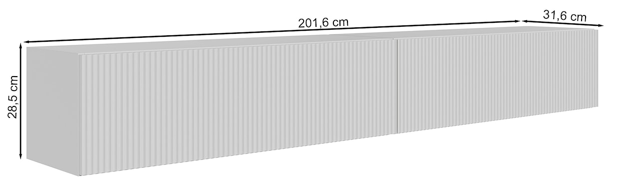 Szafka RTV dwudrzwiowa Veldio wisząca z ryflowanym frontem 200 cm szary beż  - zdjęcie 6