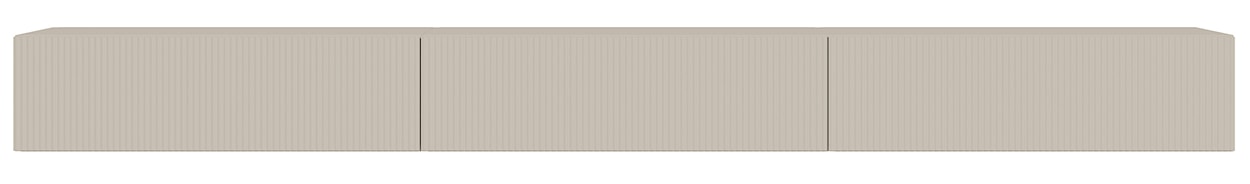 Szafka RTV trzydrzwiowa Veldio wisząca z ryflowanym frontem 300 cm szary beż  - zdjęcie 4