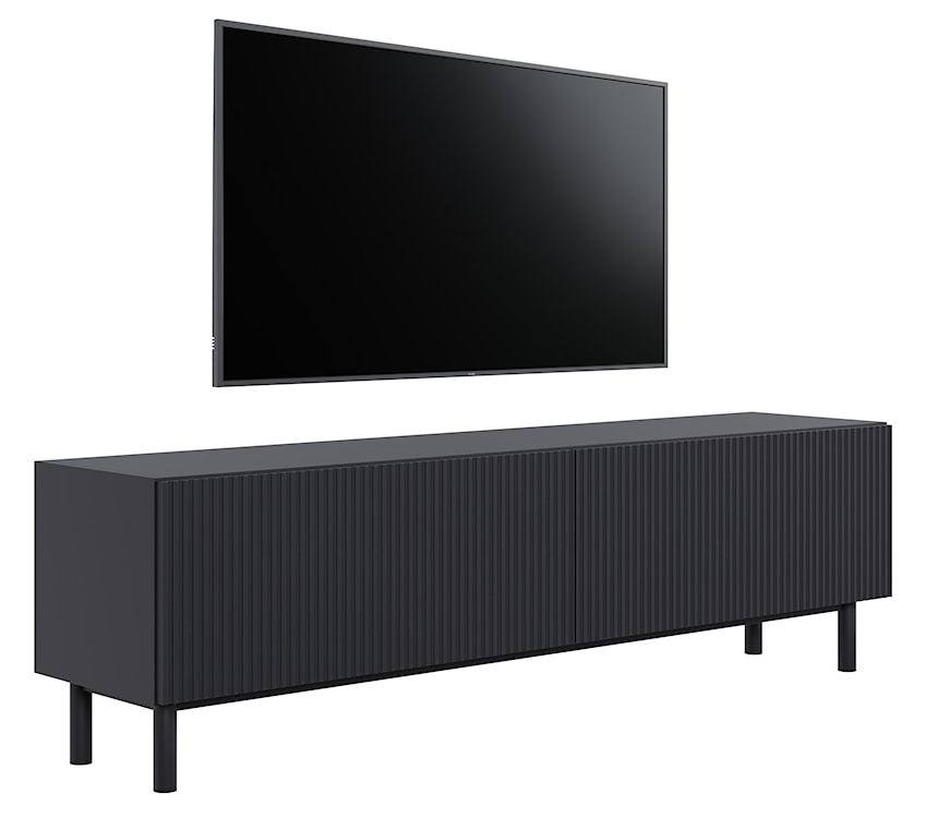 Szafka RTV Veldio New z frezowanym frontem 140 cm czarna  - zdjęcie 2