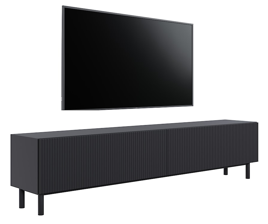 Szafka RTV Veldio New z frezowanym frontem 175 cm czarna  - zdjęcie 2