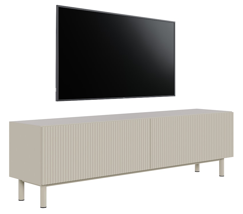 Szafka RTV Veldio New z frezowanym frontem 140 cm szary beż  - zdjęcie 2