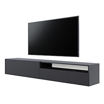 Szafka RTV Veldio z frezowanym frontem i wnęką 175 cm Czarna wisząca