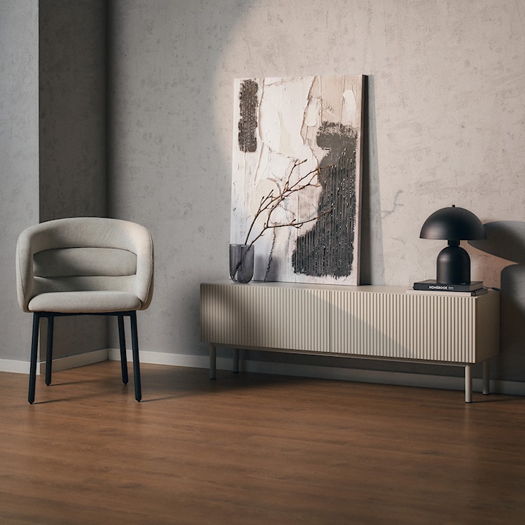 Szafka RTV Veldio New z frezowanym frontem 140 cm szary beż  - zdjęcie 4