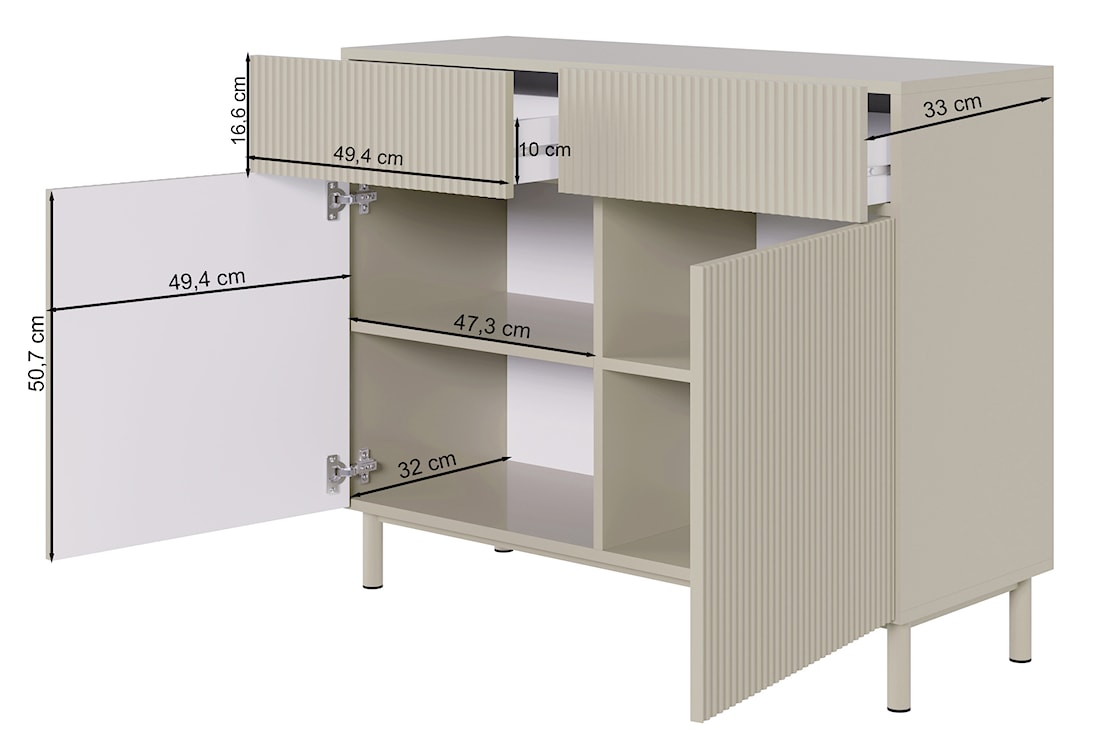 Komoda dwudrzwiowa Veldio New z frezowanym frontem i dwiema szufladami 100 cm czarna  - zdjęcie 9