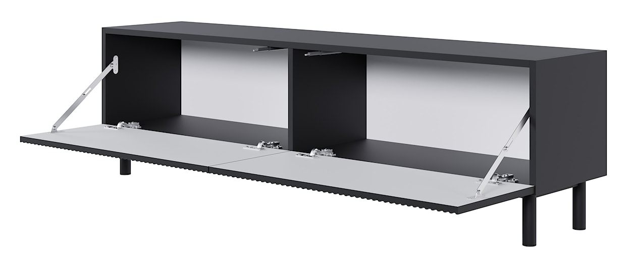 Szafka RTV Veldio New z frezowanym frontem 140 cm czarna  - zdjęcie 3